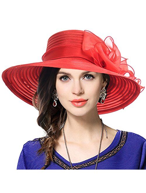 VECRY Lady Derby Dress Church Cloche Hat Bow Bucket Wedding Bowler Hats