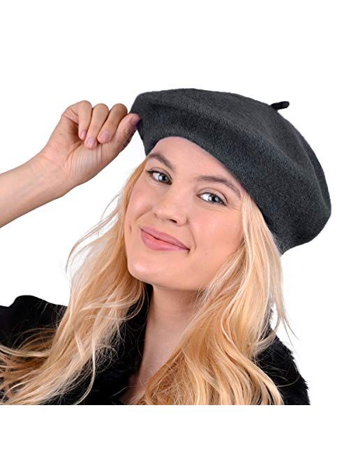 Nollia Solid Color French Wool Beret