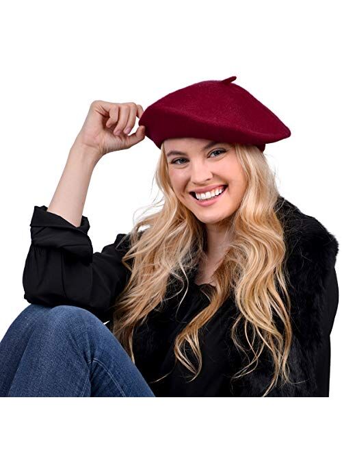 Nollia Solid Color French Wool Beret