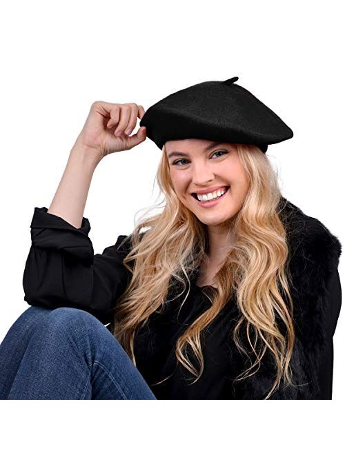 Nollia Solid Color French Wool Beret