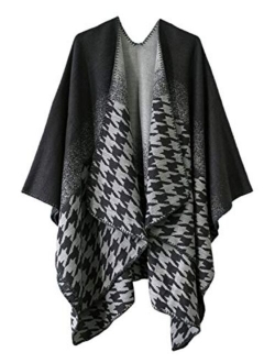 Women's Vintage Pattern Open Front Poncho Cape Shawl