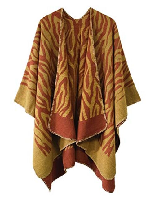 Women's Vintage Pattern Open Front Poncho Cape Shawl