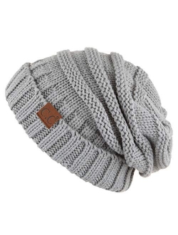 C.C Hatsandscarf Exclusives Unisex Beanie Oversized Slouchy Cable Knit Beanie (HAT-100)