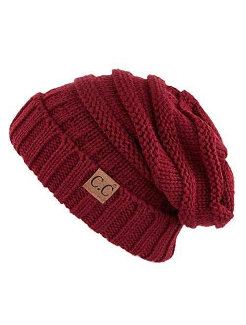 C.C Hatsandscarf Exclusives Unisex Beanie Oversized Slouchy Cable Knit Beanie (HAT-100)