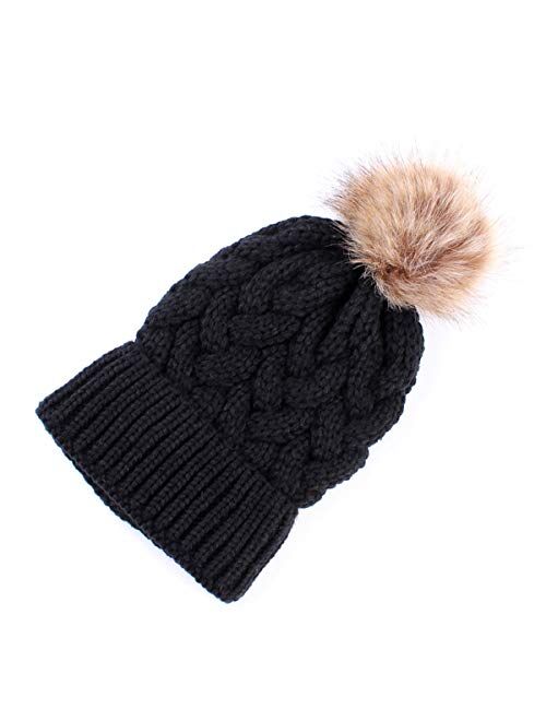 2PCS Mother&Baby Hat Parent-Child Hat Family Matching Cap Winter Warmer Knit Wool Beanie Ski Cap