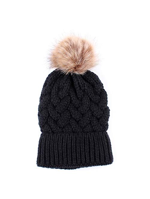 2PCS Mother&Baby Hat Parent-Child Hat Family Matching Cap Winter Warmer Knit Wool Beanie Ski Cap