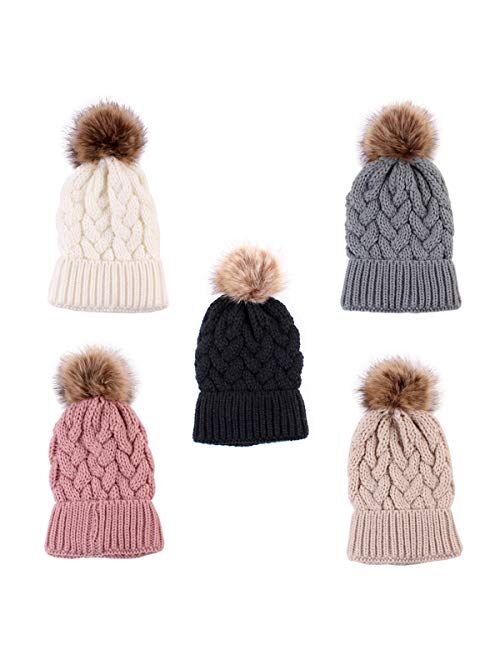 2PCS Mother&Baby Hat Parent-Child Hat Family Matching Cap Winter Warmer Knit Wool Beanie Ski Cap