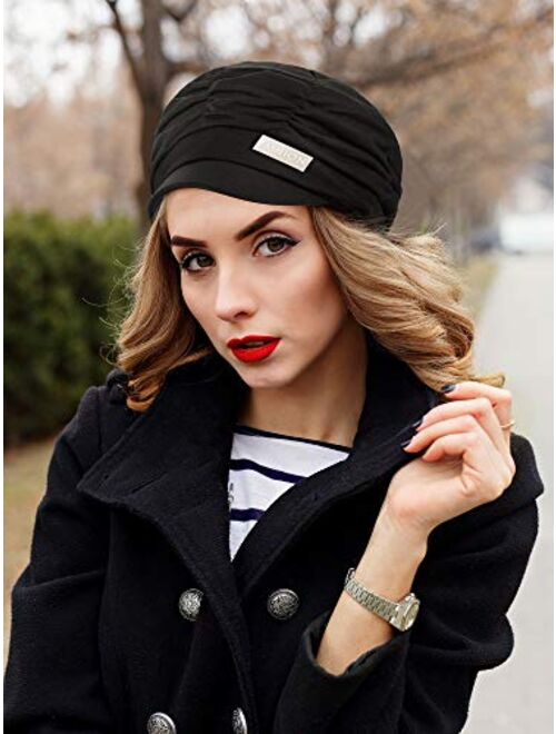 2 Pieces Women Newsboy Cabbie Cap Beret Hats Bamboo Baseball Cap Cotton Painter Visor Hats for Women