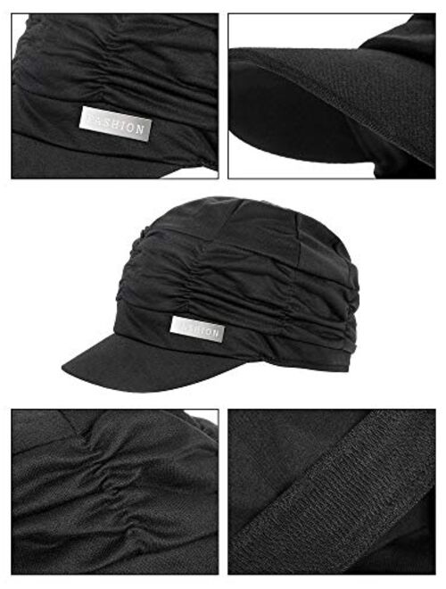 2 Pieces Women Newsboy Cabbie Cap Beret Hats Bamboo Baseball Cap Cotton Painter Visor Hats for Women