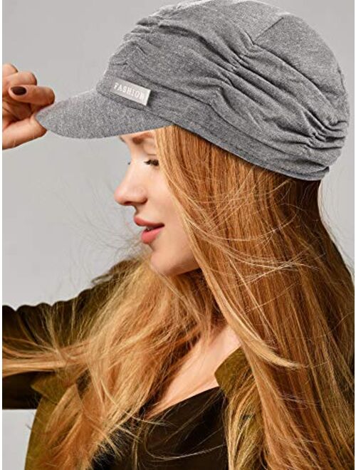 2 Pieces Women Newsboy Cabbie Cap Beret Hats Bamboo Baseball Cap Cotton Painter Visor Hats for Women