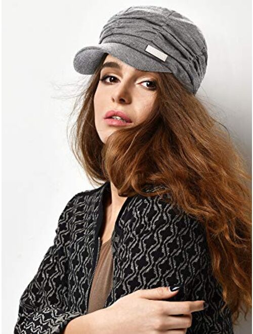 2 Pieces Women Newsboy Cabbie Cap Beret Hats Bamboo Baseball Cap Cotton Painter Visor Hats for Women