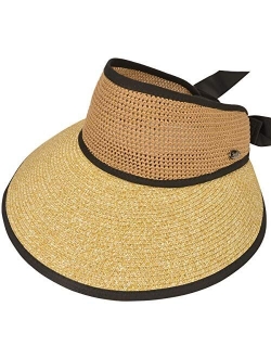 Maylisacc Foldable Straw Sun Visors for Women, Sun Protecetion Wide Brim Sun Hats Adjustable Topless Beach Hat