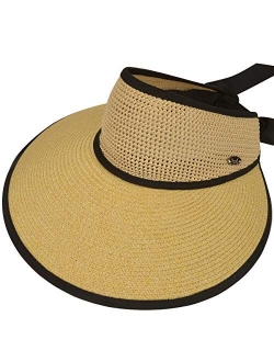 Maylisacc Foldable Straw Sun Visors for Women, Sun Protecetion Wide Brim Sun Hats Adjustable Topless Beach Hat