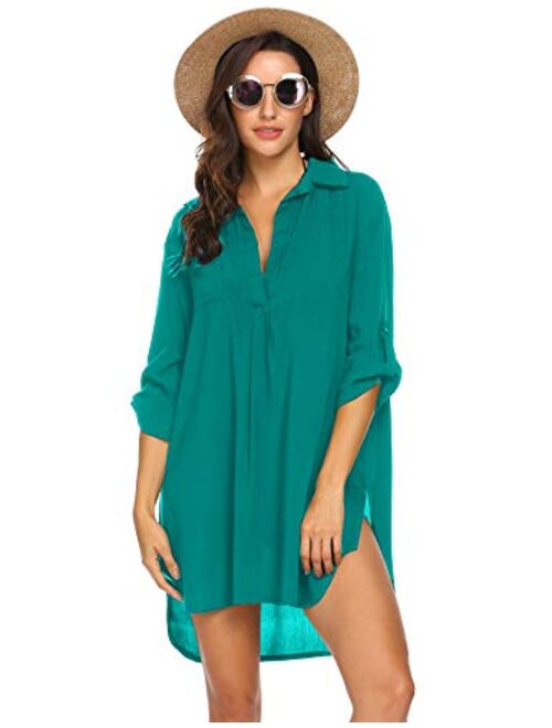 Ekouaer Women's Swimsuit Beach Cover Up Shirt Bikini Beachwear Bathing Suit Beach Dress