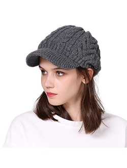 Comhats 50%/100% Wool Newsboy Cap Winter Hat Visor Beret Cold Weather Knitted