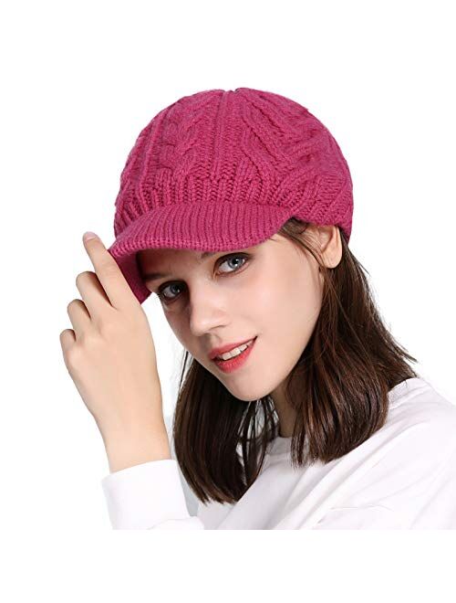 Comhats 50%/100% Wool Newsboy Cap Winter Hat Visor Beret Cold Weather Knitted