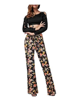 Hybrid & Company Womens Super Comfy Flowy Wide Leg Palazzo Pants Made in USA