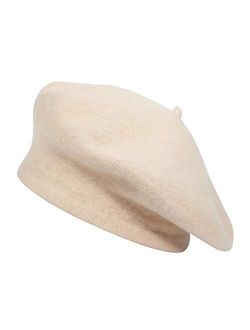 ZLYC Wool French Beret Hat Solid Color Beret Cap for Women Girls