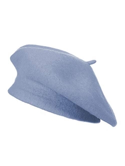 ZLYC Wool French Beret Hat Solid Color Beret Cap for Women Girls