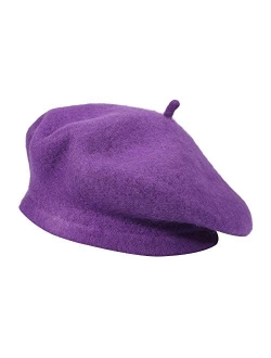 ZLYC Wool French Beret Hat Solid Color Beret Cap for Women Girls