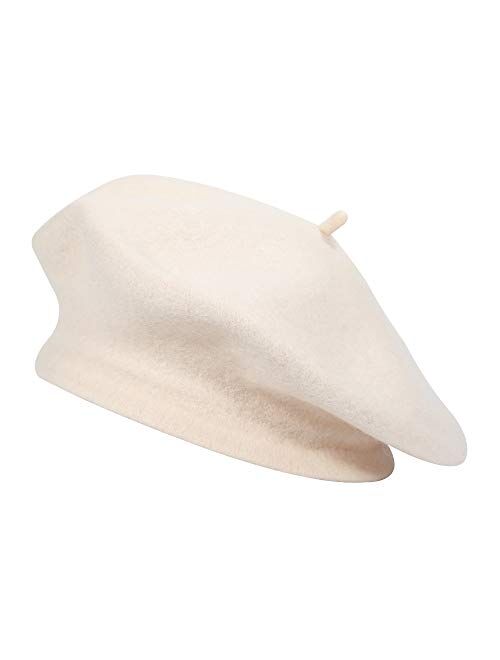 ZLYC Wool French Beret Hat Solid Color Beret Cap for Women Girls