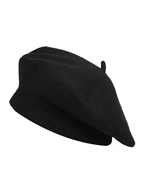 ZLYC Wool French Beret Hat Solid Color Beret Cap for Women Girls