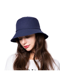 Bucket Sun Hat Women Floppy Cotton Hats Wide Brim Summer Beach Fisherman's Caps UPF 50+ UV Packable