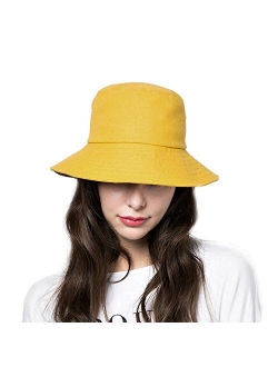 Bucket Sun Hat Women Floppy Cotton Hats Wide Brim Summer Beach Fisherman's Caps UPF 50+ UV Packable