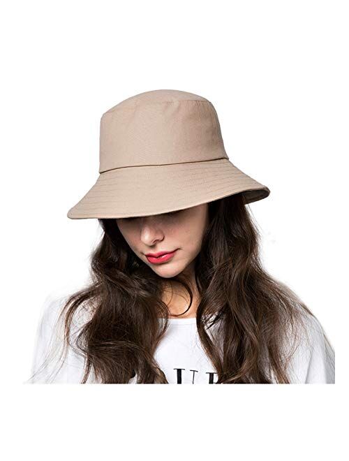 Bucket Sun Hat Women Floppy Cotton Hats Wide Brim Summer Beach Fisherman's Caps UPF 50+ UV Packable