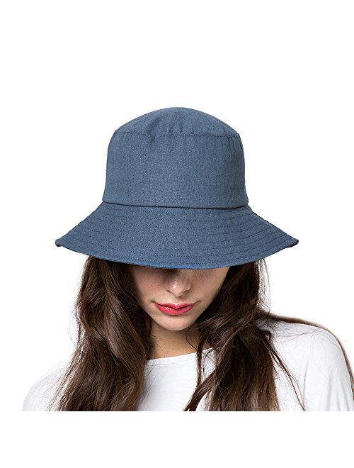 Bucket Sun Hat Women Floppy Cotton Hats Wide Brim Summer Beach Fisherman's Caps UPF 50+ UV Packable