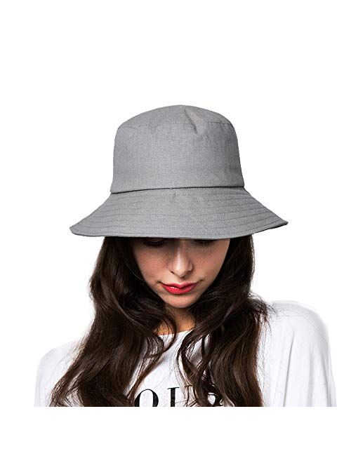 Bucket Sun Hat Women Floppy Cotton Hats Wide Brim Summer Beach Fisherman's Caps UPF 50+ UV Packable