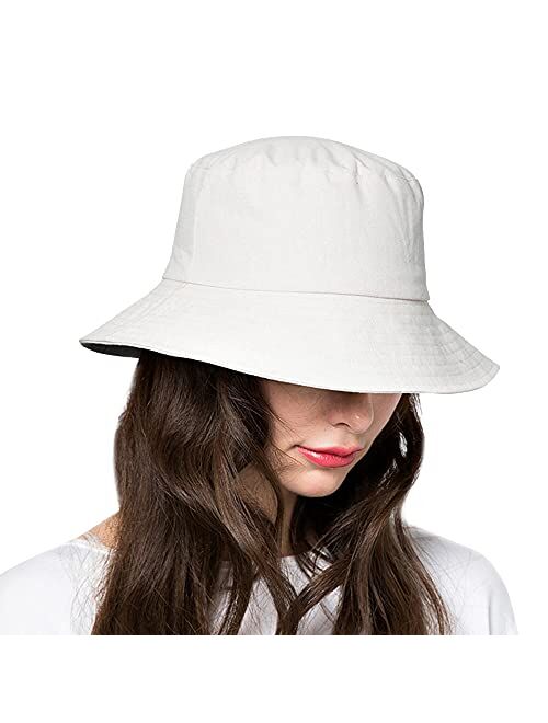 Bucket Sun Hat Women Floppy Cotton Hats Wide Brim Summer Beach Fisherman's Caps UPF 50+ UV Packable