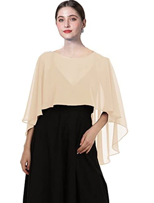 Chiffon Capes Soft Shawls and Wraps Capelets for Bridesmaid Wedding Formal Party Evening Dresses