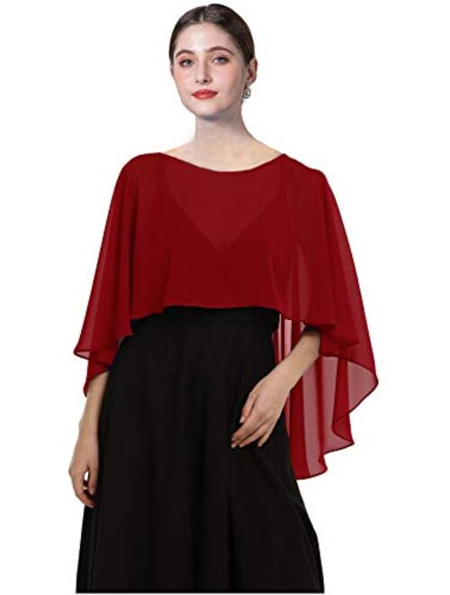 Chiffon Capes Soft Shawls and Wraps Capelets for Bridesmaid Wedding Formal Party Evening Dresses