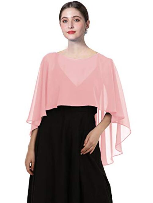 Chiffon Capes Soft Shawls and Wraps Capelets for Bridesmaid Wedding Formal Party Evening Dresses