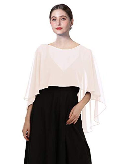 Chiffon Capes Soft Shawls and Wraps Capelets for Bridesmaid Wedding Formal Party Evening Dresses