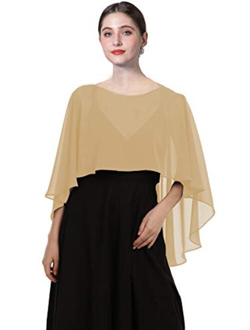 Chiffon Capes Soft Shawls and Wraps Capelets for Bridesmaid Wedding Formal Party Evening Dresses