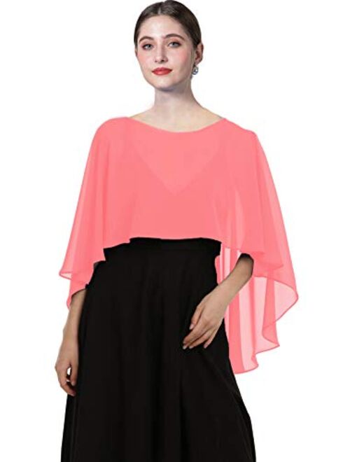 Chiffon Capes Soft Shawls and Wraps Capelets for Bridesmaid Wedding Formal Party Evening Dresses