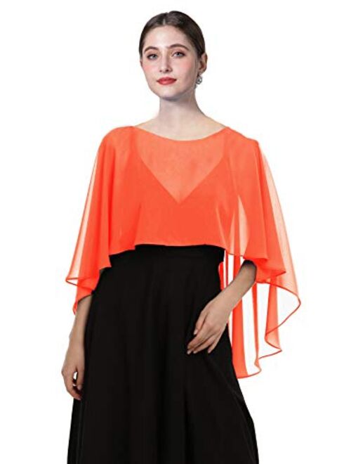 Chiffon Capes Soft Shawls and Wraps Capelets for Bridesmaid Wedding Formal Party Evening Dresses