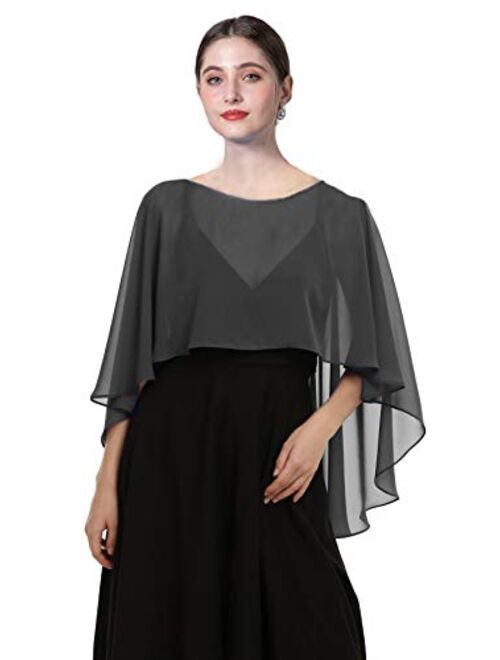 Chiffon Capes Soft Shawls and Wraps Capelets for Bridesmaid Wedding Formal Party Evening Dresses