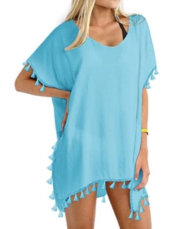 Yincro Women Chiffon Tassel Swimsuit Cover Up Beach Coverups for Swimwear