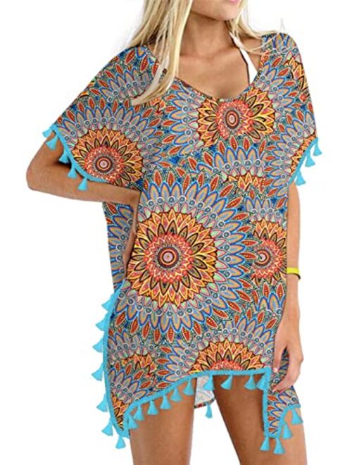 Yincro Women Chiffon Tassel Swimsuit Cover Up Beach Coverups for Swimwear