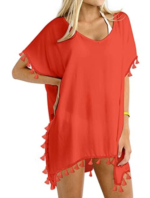 Yincro Women Chiffon Tassel Swimsuit Cover Up Beach Coverups for Swimwear