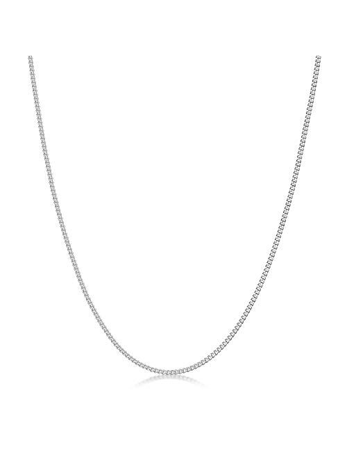 Amberta 925 Sterling Silver 1.3 mm Curb Chain Necklace 14" 16" 18" 20" 22" 24" 28" in