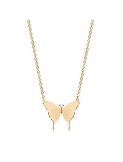 Mevecco Gold Dainty Initial Necklace 18K Gold Plated Butterfly Pendant Name Necklaces Delicate Everyday Necklace for Women Minimalist Personalized Jewelry