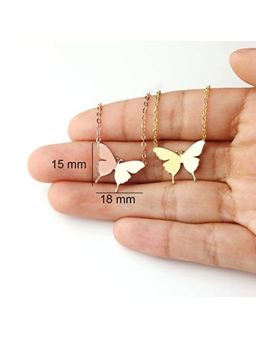 Mevecco Gold Dainty Initial Necklace 18K Gold Plated Butterfly Pendant Name Necklaces Delicate Everyday Necklace for Women Minimalist Personalized Jewelry