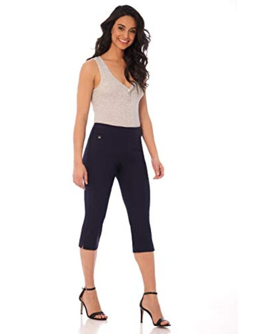 Rekucci Women's Straight Leg Comfort Capri w/Tummy Control and Secret Pocket