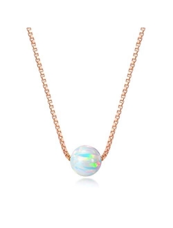 Sterling Silver 6mm Created Opal Choker Necklace - Choose Yellow Gold, Rose Gold, or Rhodium Finish