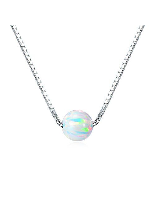 Sterling Silver 6mm Created Opal Choker Necklace - Choose Yellow Gold, Rose Gold, or Rhodium Finish