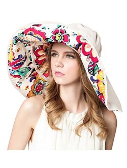 Bienvenu Womens Large Brim Floppy Foldable Roll up UPF 50+ Beach Sun Hat